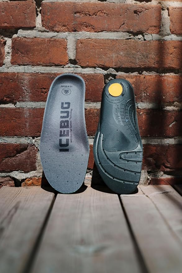 Icebug Comfort Insoles with Dynamic Arch Support, Charcoal High Arch, M 10/W 11.5-12