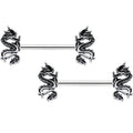 14G 9/16 Regal Medieval Dragon Barbell Nipple Ring Set