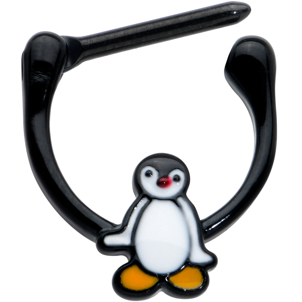 16G 5/16 Black Baby Penguin Cartilage Clicker
