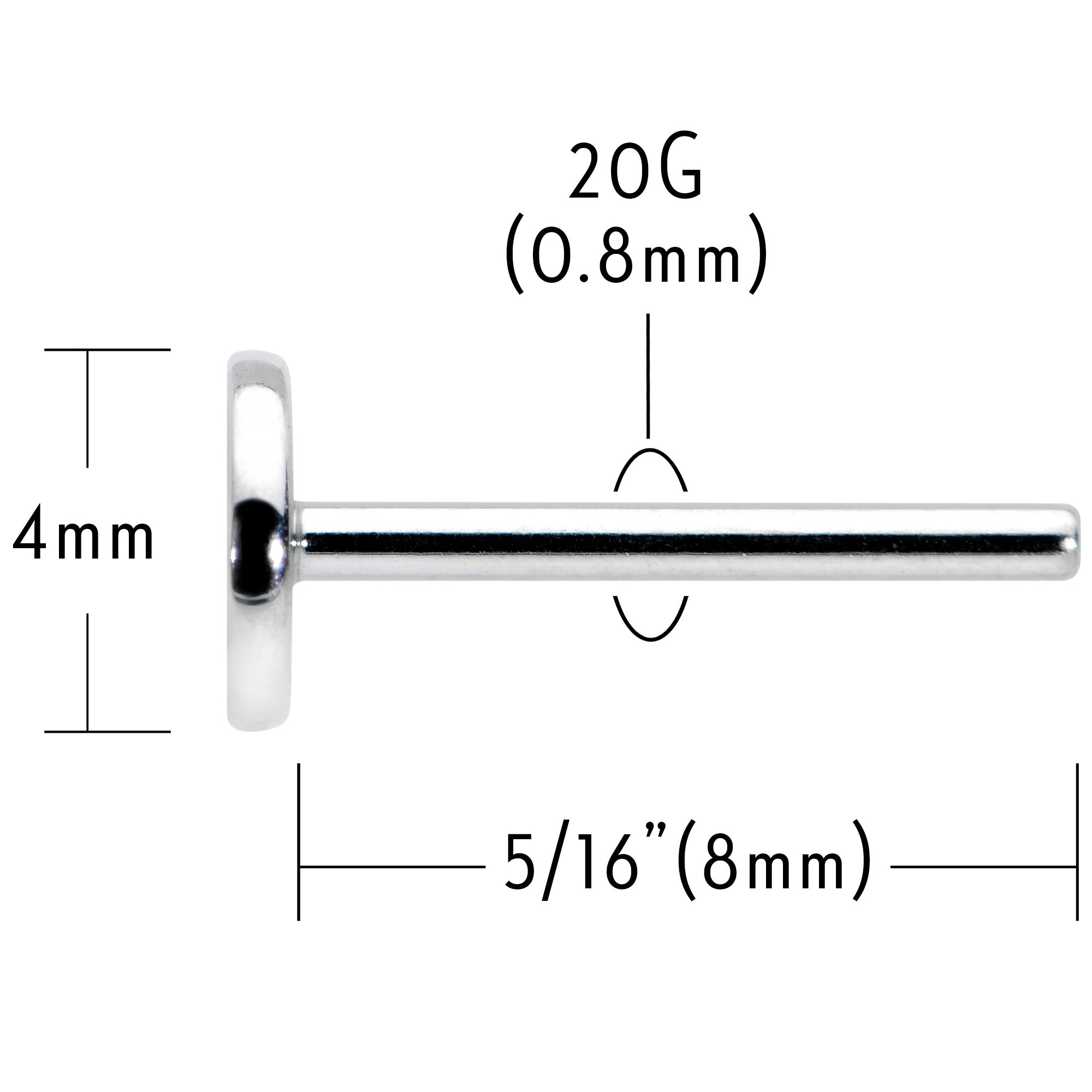 20G 5/16 G23 Titanium Threadless Post Only Labret Tragus Nose