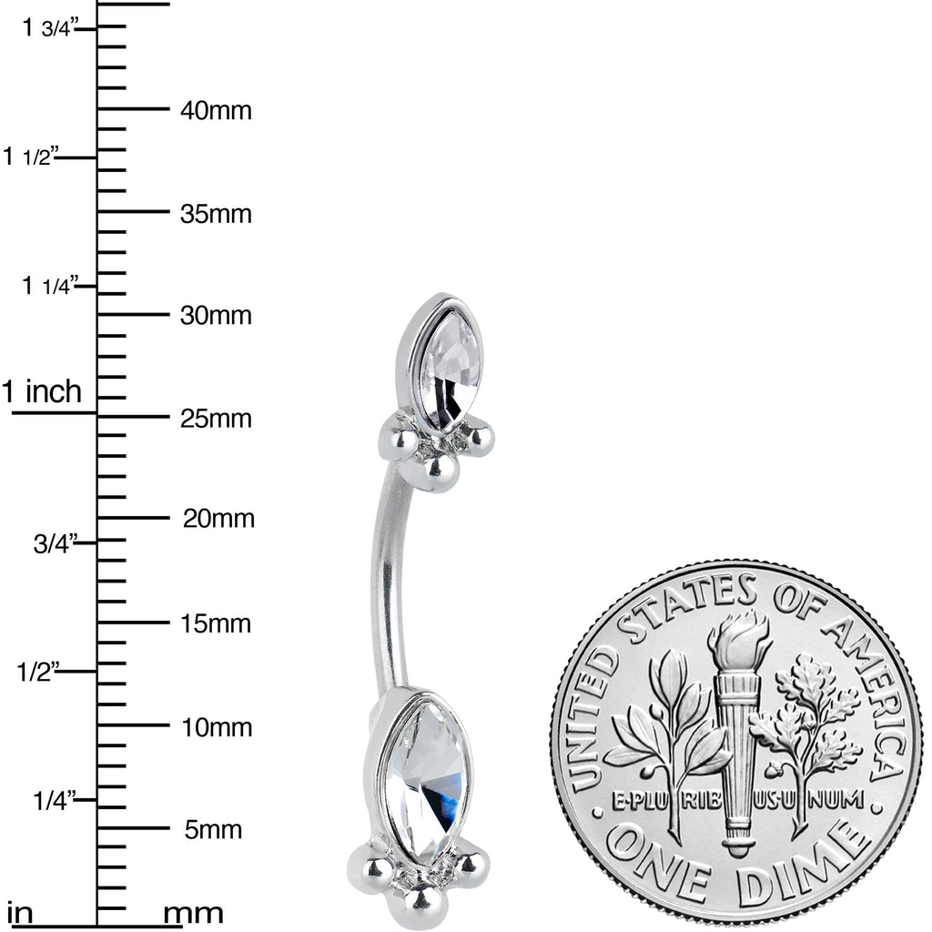 Clear Gem Art Deco Ovals Double Mount Belly Ring