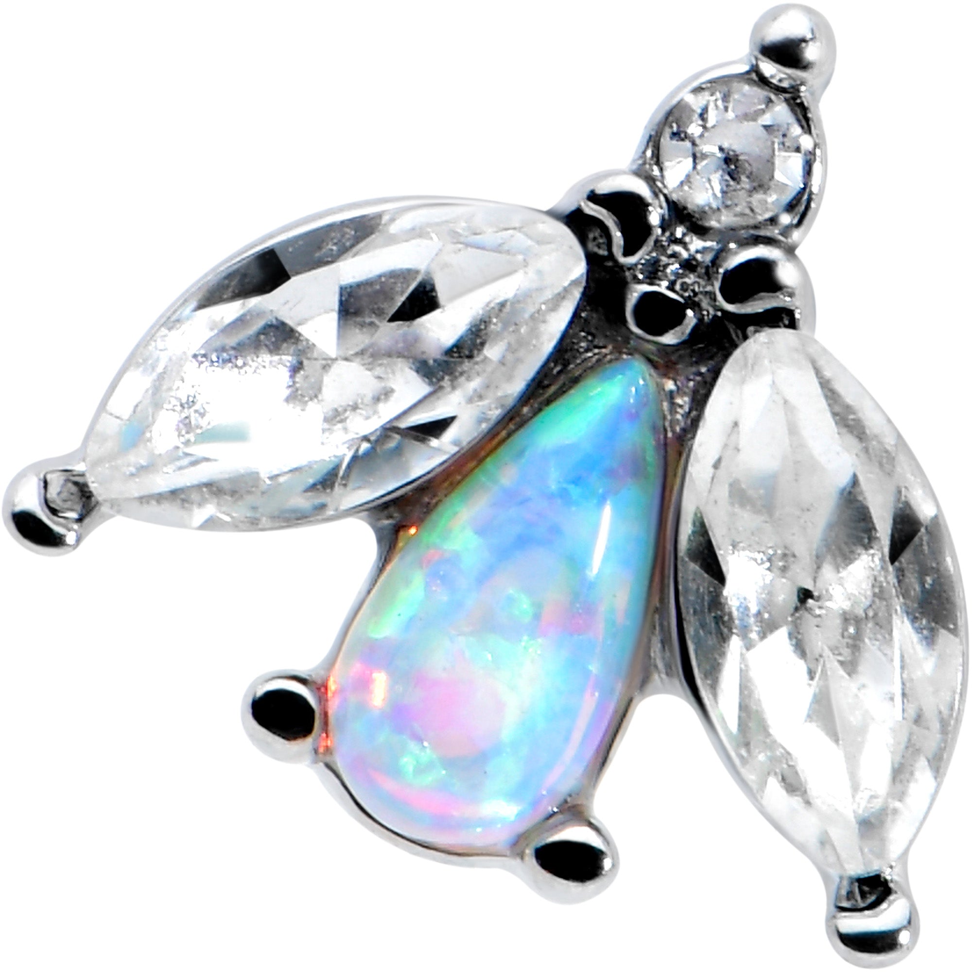 16G 5/16 White Synthetic Opal Flower Labret Monroe Tragus