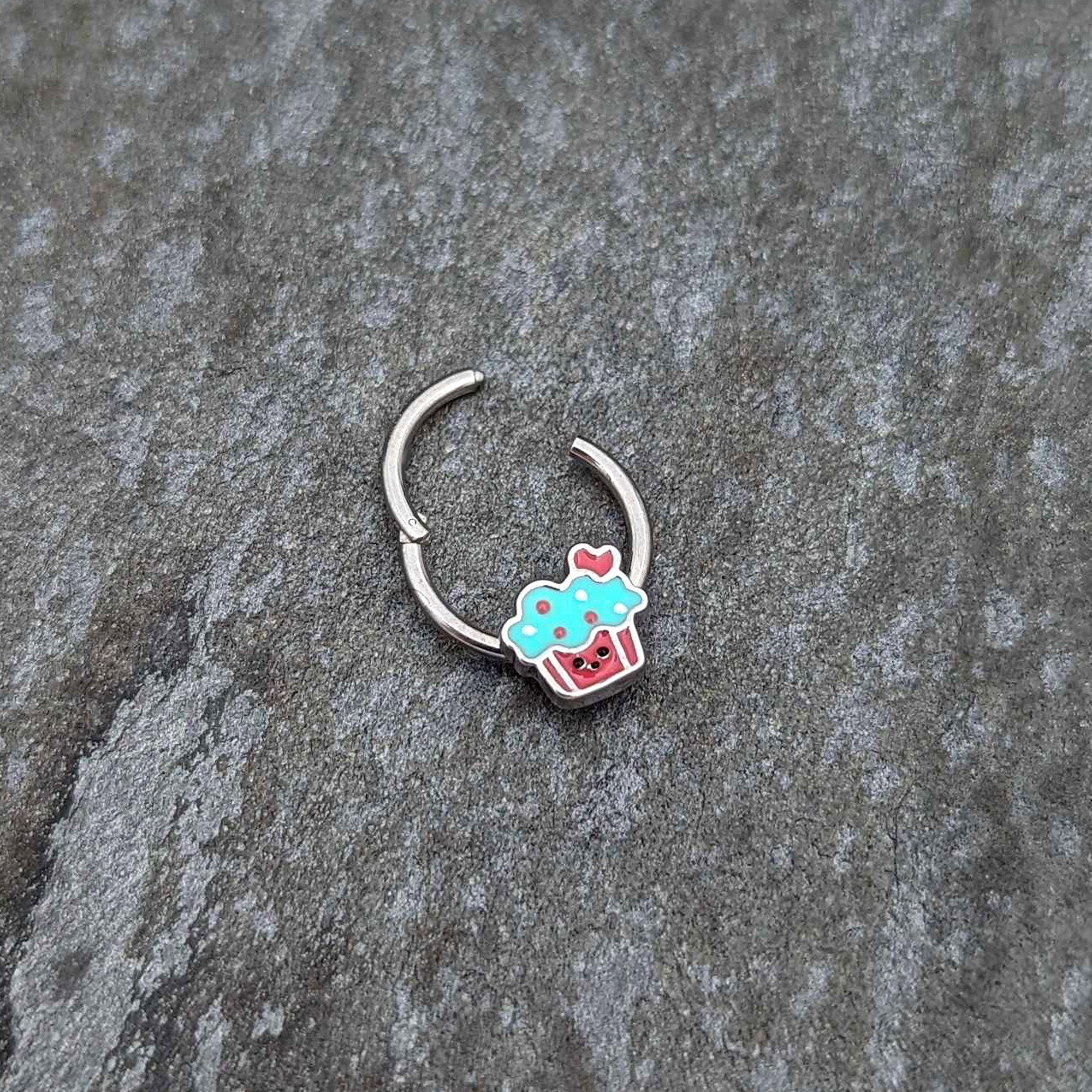16G 3/8 Sweet Happy Cupcake Hinged Segment Ring