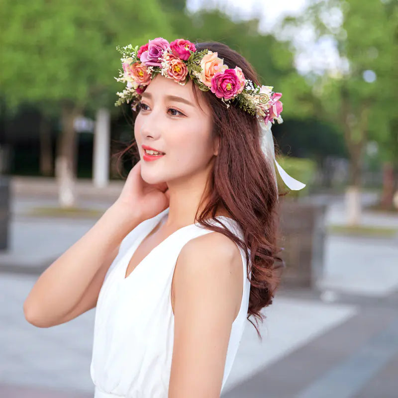 Bridal Handmade Dried Flower Crown Beach Headpiece