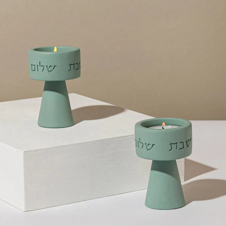 Chic Concrete Shabbat Candle Holder Set – Solura Series