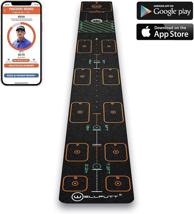 WELLPUTT - Golf Putting Training Mat - 10ft First