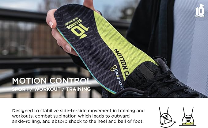 10 Seconds 3210 Motion Control Shoe Insoles, M 10, W 12