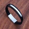 Men's leather braided bracelet