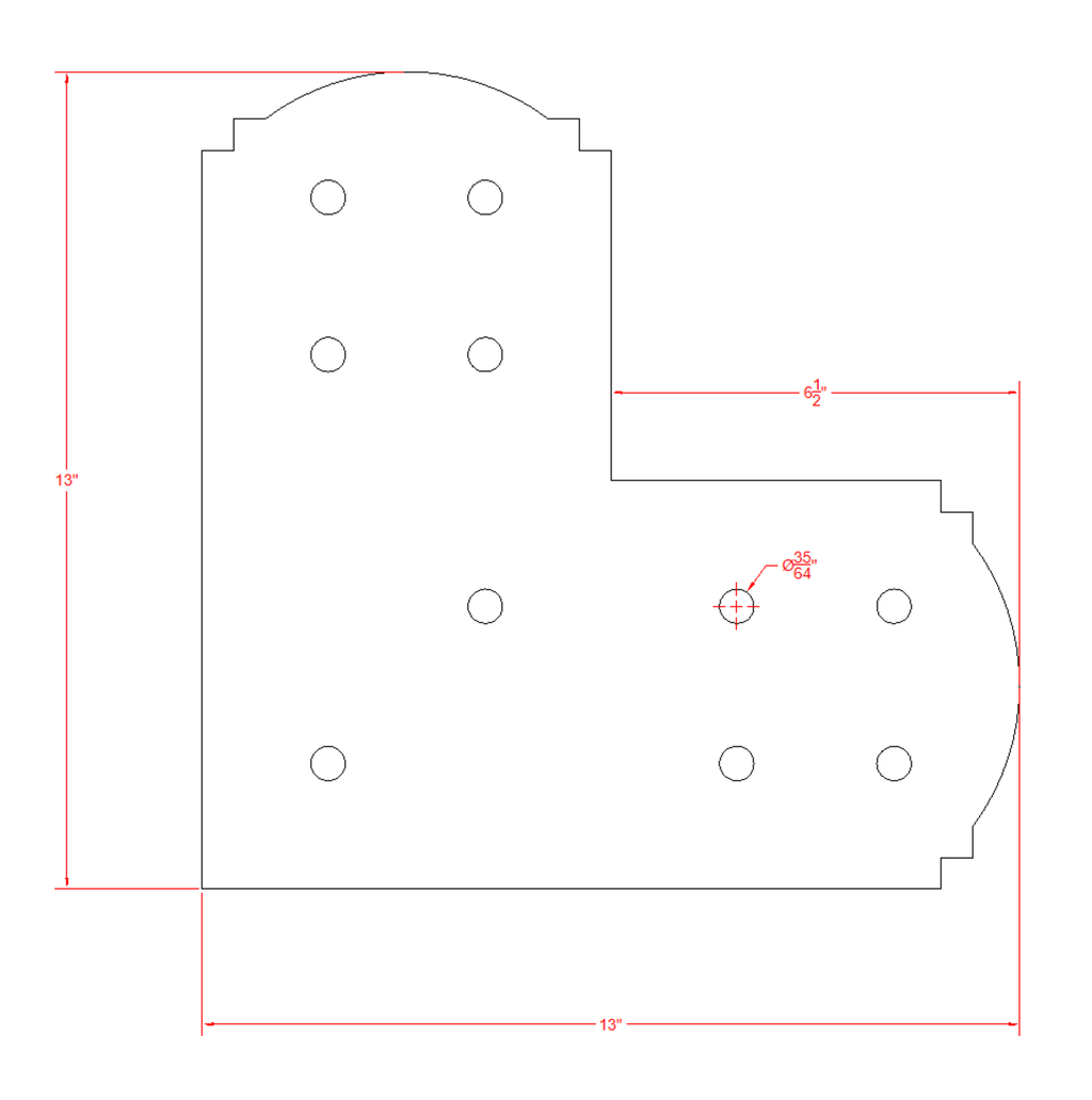 Decorative Design L Bracket for 8" Post, 8x8 L Support Bracket, Pergola Bracket, 8 inch Post Bracket, 8x8 L Bracket, Truss Plate