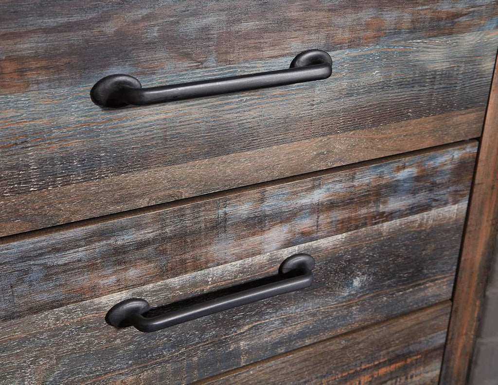 Rusticated Six Drawer Dresser Weathered Brown Bedroom