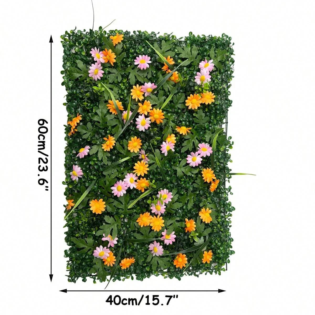 Artificial Grass Wall Panel with Flowers Artificial Plant Privacy Hedge Screen Grass Backdrop Greenery Wall Indoor Home Decratio