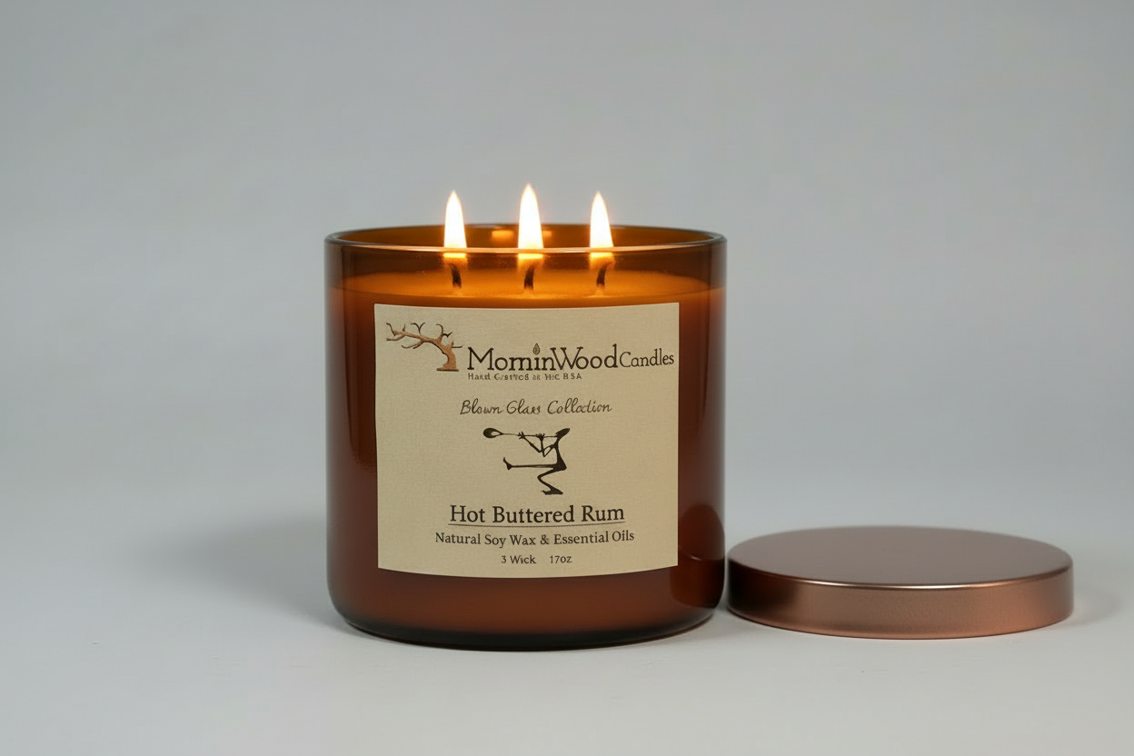 Hot Buttered Rum-Soy 3-Wick Blown Glass Collection
