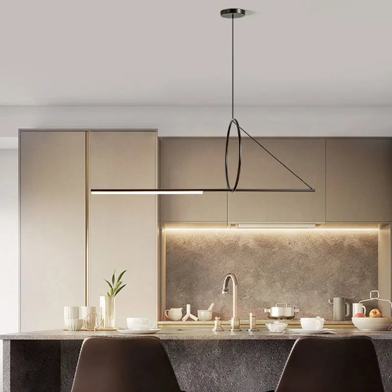 DecorBites™ Art Line LED Chandelier Black Iron Pendant Light for Dining Kitchen Bar