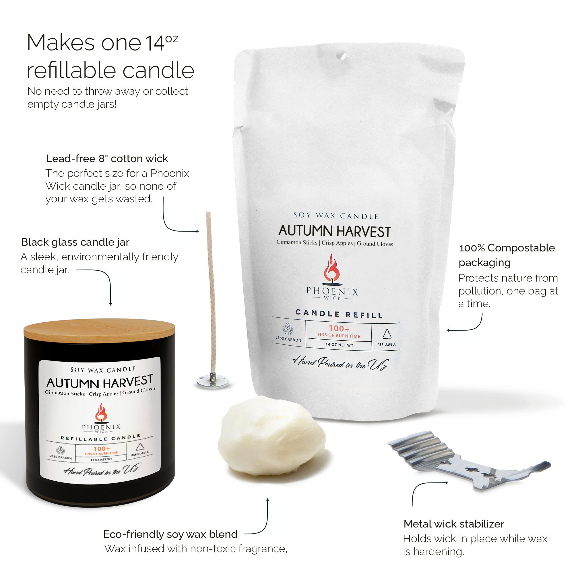 Autumn Harvest - Candle Making Kit + Jar
