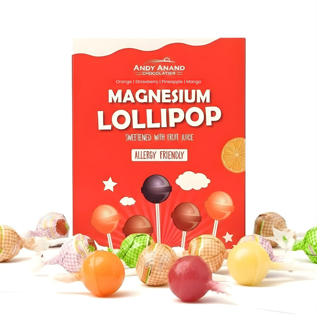 Andy Anand Sugar-Free Magnesium Lollipops & Sweet-Calm Combo, 29 ct, 8.8 oz – Real Fruit Juice, Keto, Kids Support, Birthday Gift Box