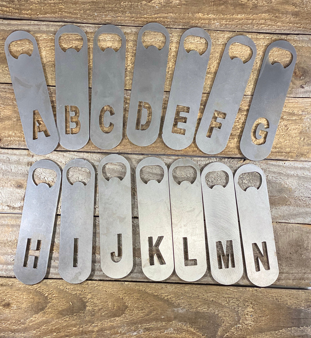 Personalized Last Name Letter Bartender Style Bottle Openers