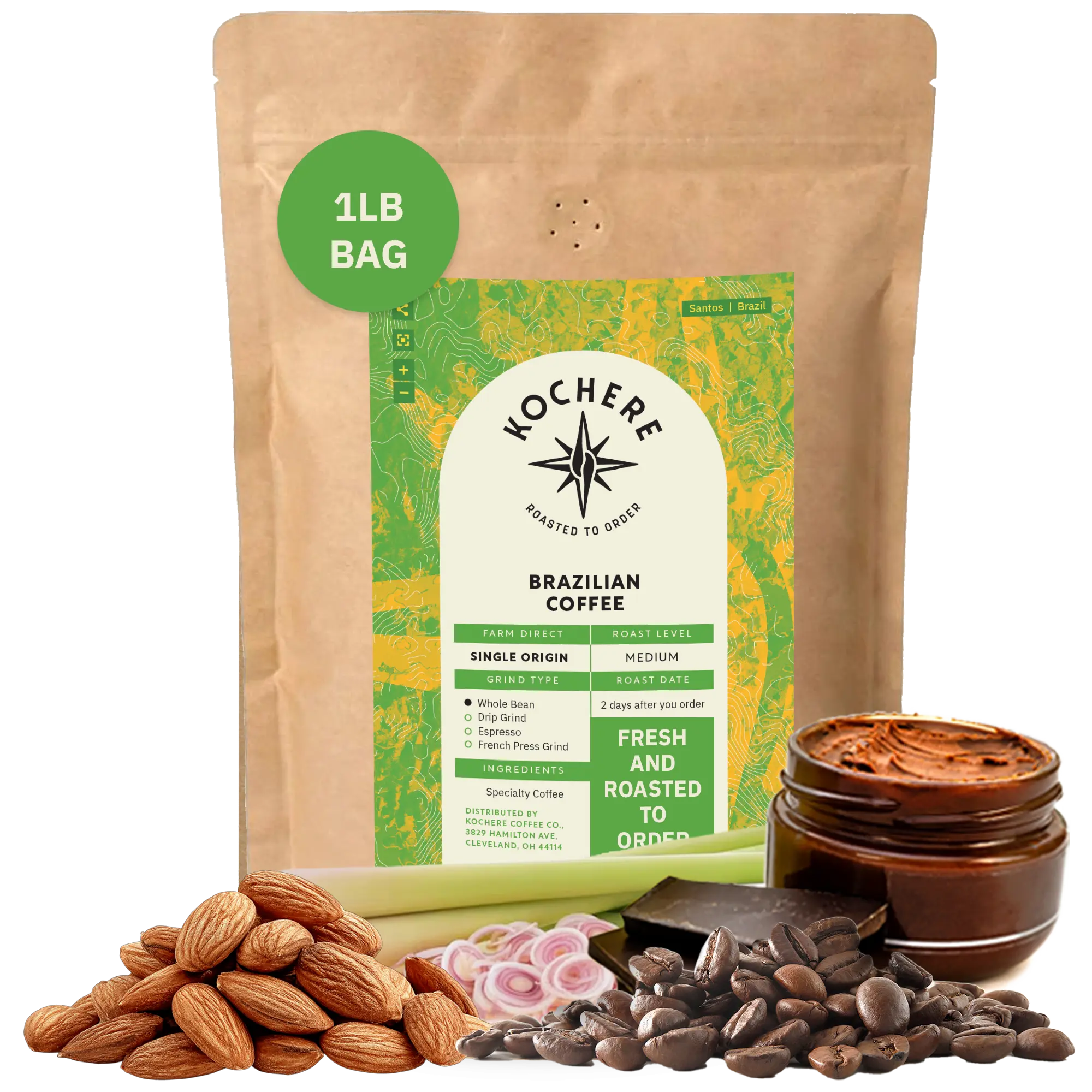 Kochere Coffee Brazilian Santos Medium Roast - Smooth, Elegant, Cocoa Notes