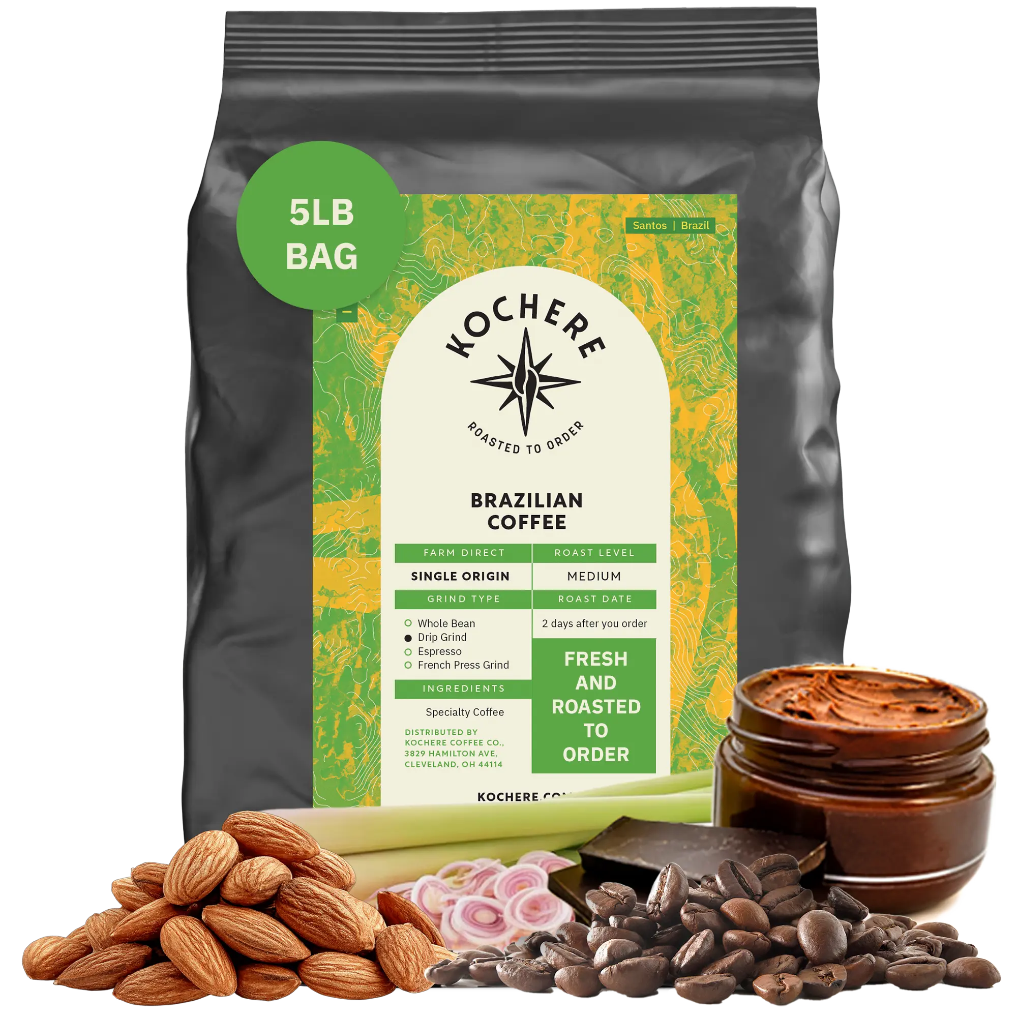 Kochere Coffee Brazilian Santos Medium Roast - Smooth, Elegant, Cocoa Notes