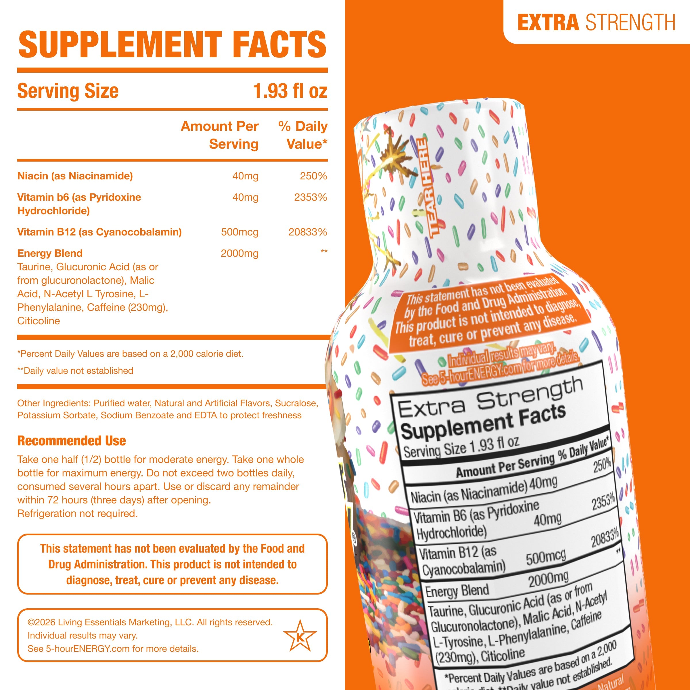 5-hour ENERGY Extra Strength Shots, Birthday Cake Flavor, 1.93 Fl Oz, 24 Pack