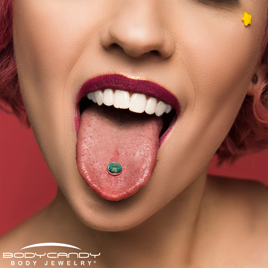 Reverse Alien UFO AbductionBarbell Tongue Ring by Onyx O