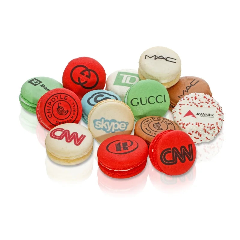 Printed Macaron Clear Acetate Gift Box of 6- with Branded Custom Sleeve Option