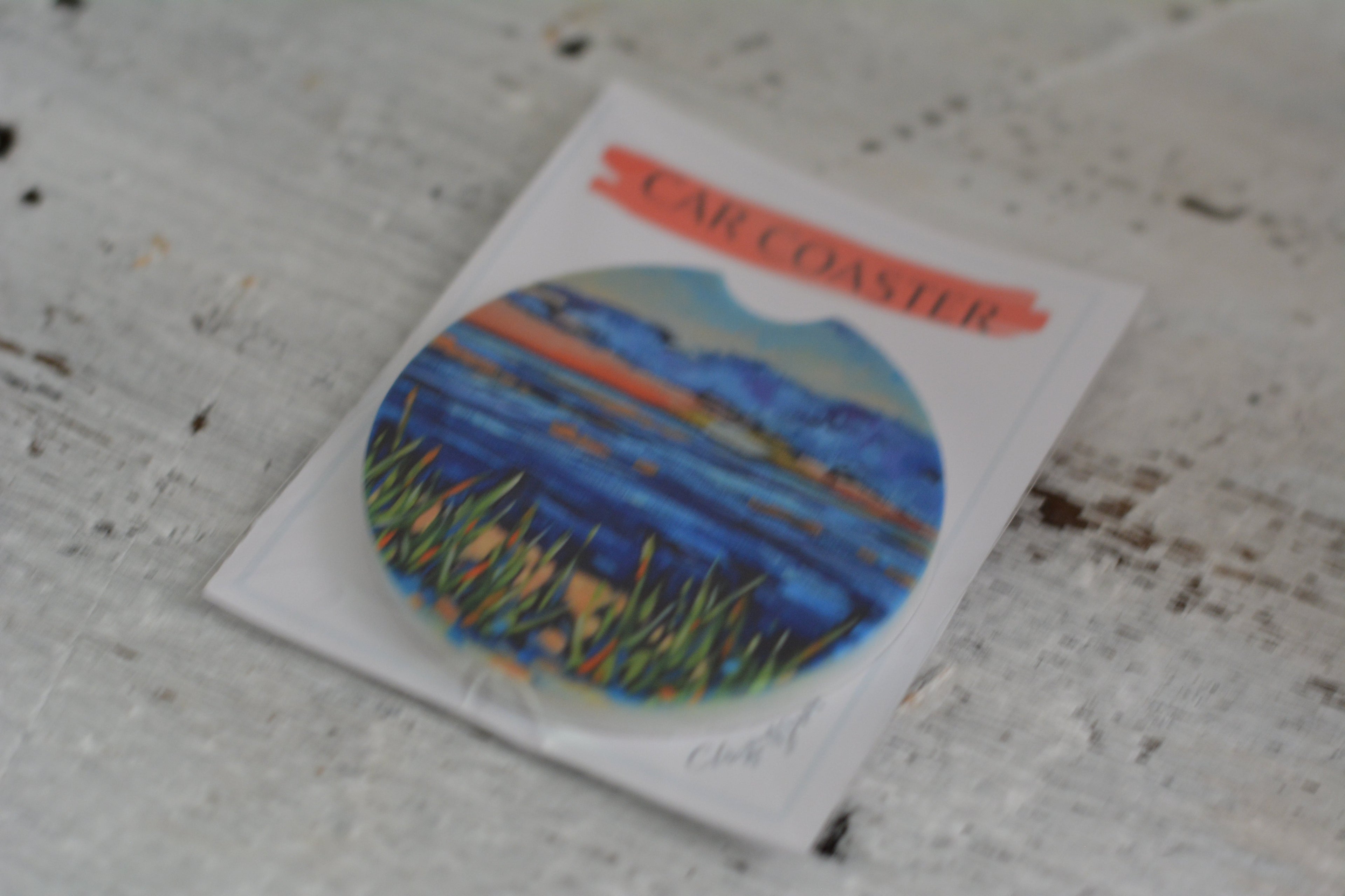 Car Coaster:  Blue Heart. Artist Christi Dreese