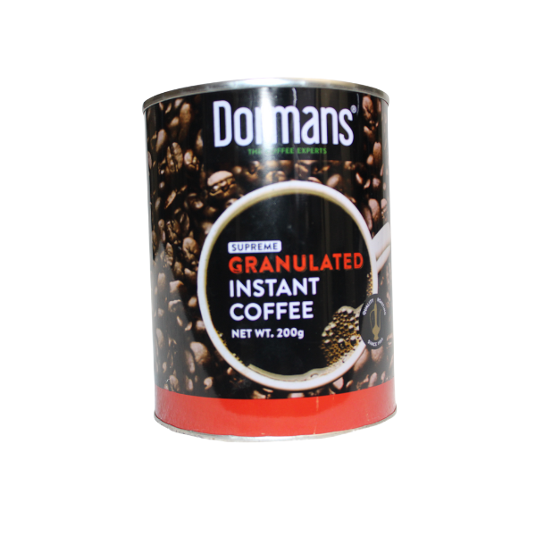 Dormans Supreme Granulated Instant Coffee 200g can front angle view 