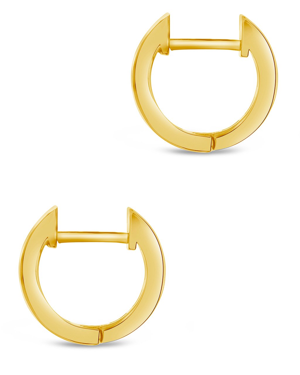 Sterling Silver CZ Baguette Micro Hoop Earrings