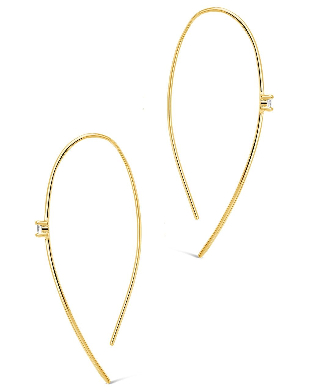 Sterling Silver CZ Studded Threader Earrings