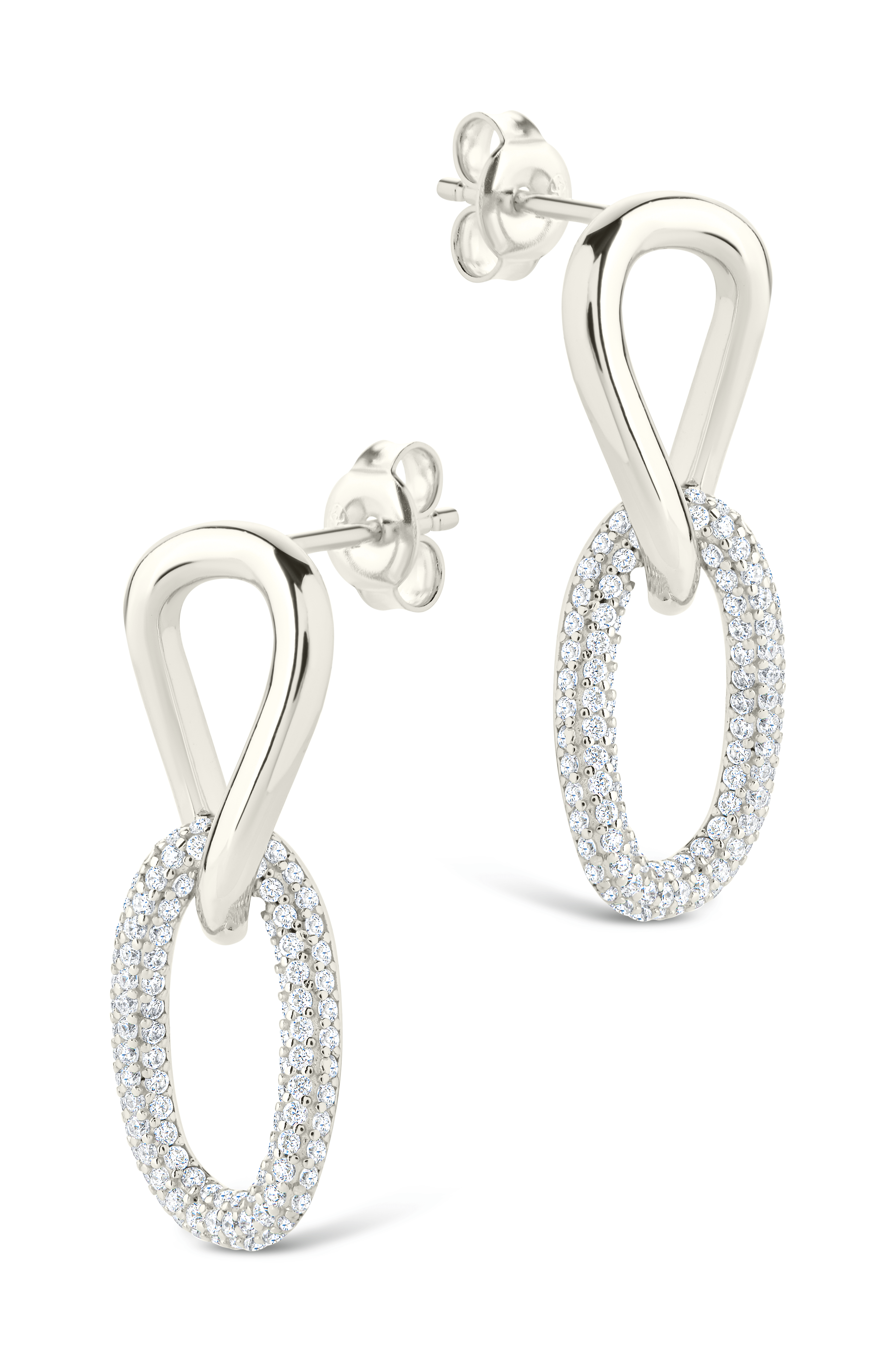 Sterling Silver Taissa CZ Chain Link Studs