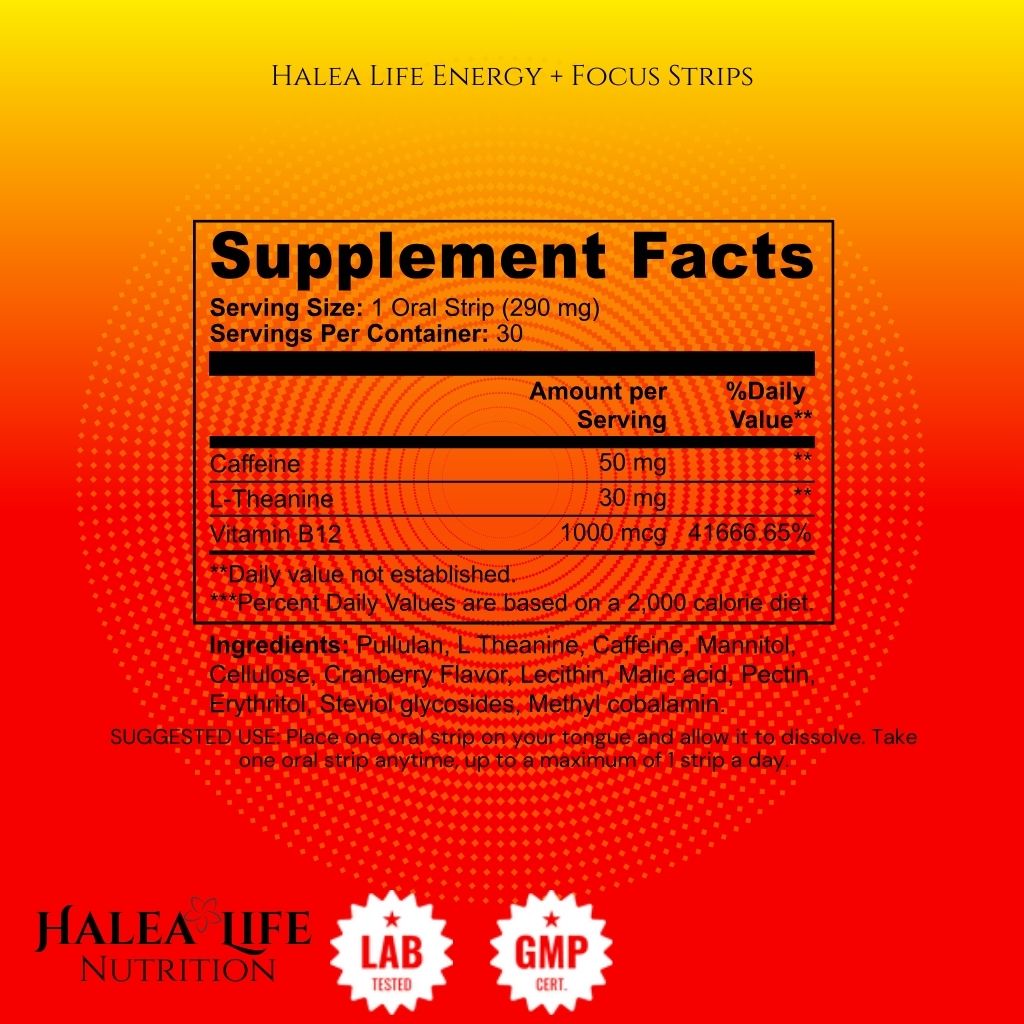 Energy + Focus Strips - Caffeine, L-Theanine & B12