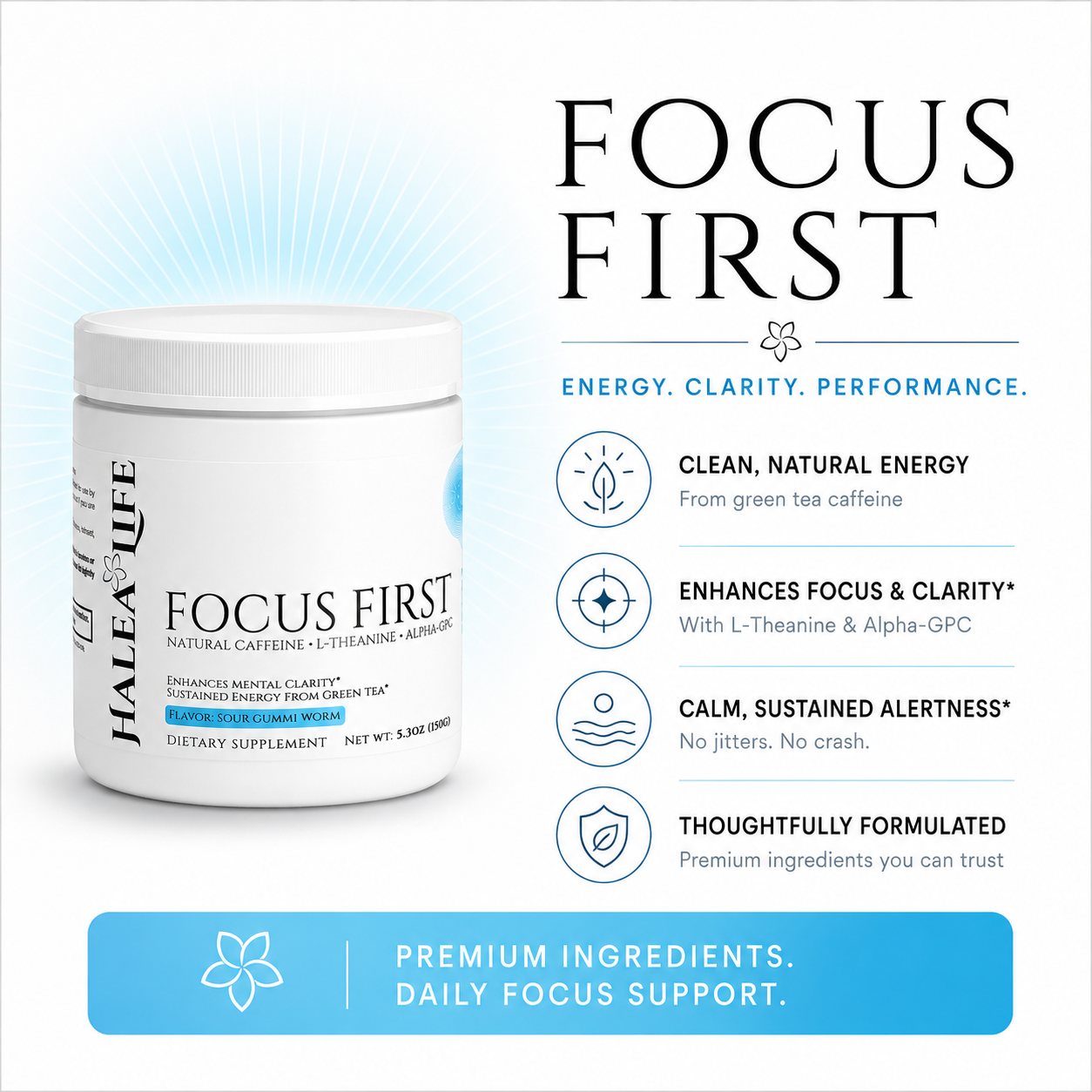 Focus First Sour Candy | Nootropic Energy & Concentration Drink Mix