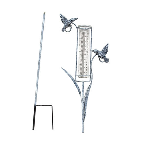Assorted Distressed Metal Garden Springtime Rain Gauge Yard Stake 38" H