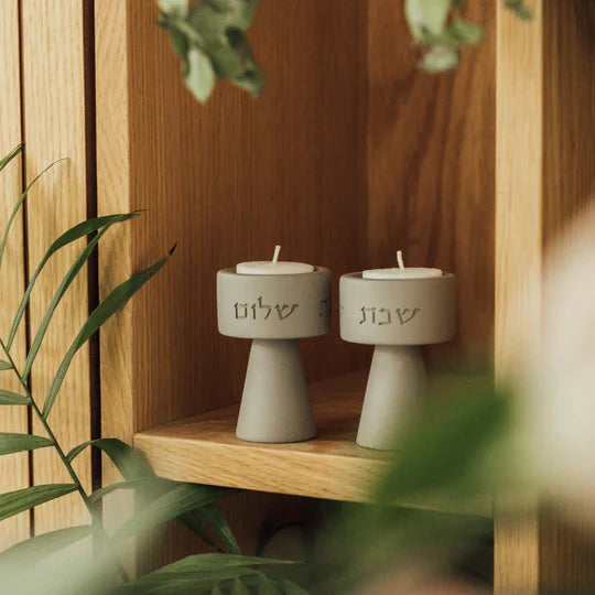 Concrete Shabbat Candle Holder Pair – Solura Series