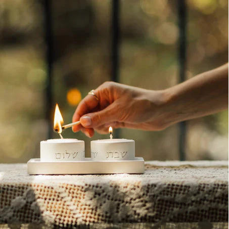 Contemporary Shabbat Candle Holders from Concrete - Flow Series