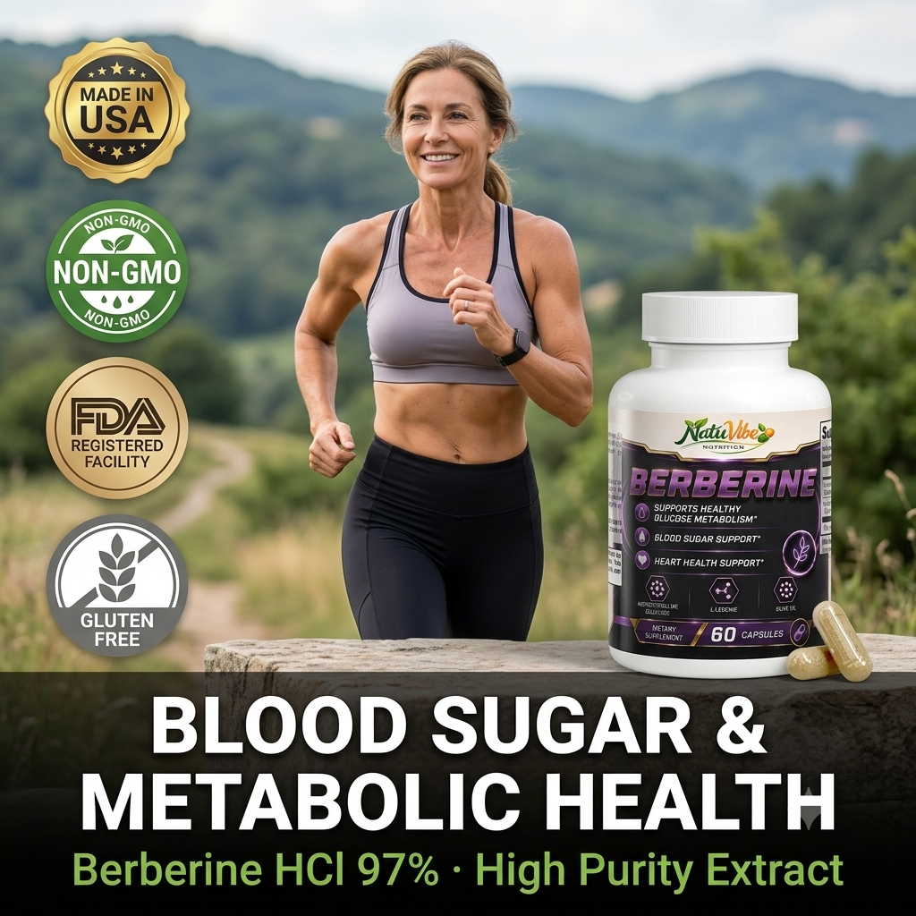 Berberine 97% Granular Berberine HCl Capsules – Blood Sugar & Metabolism Support, 60 Count