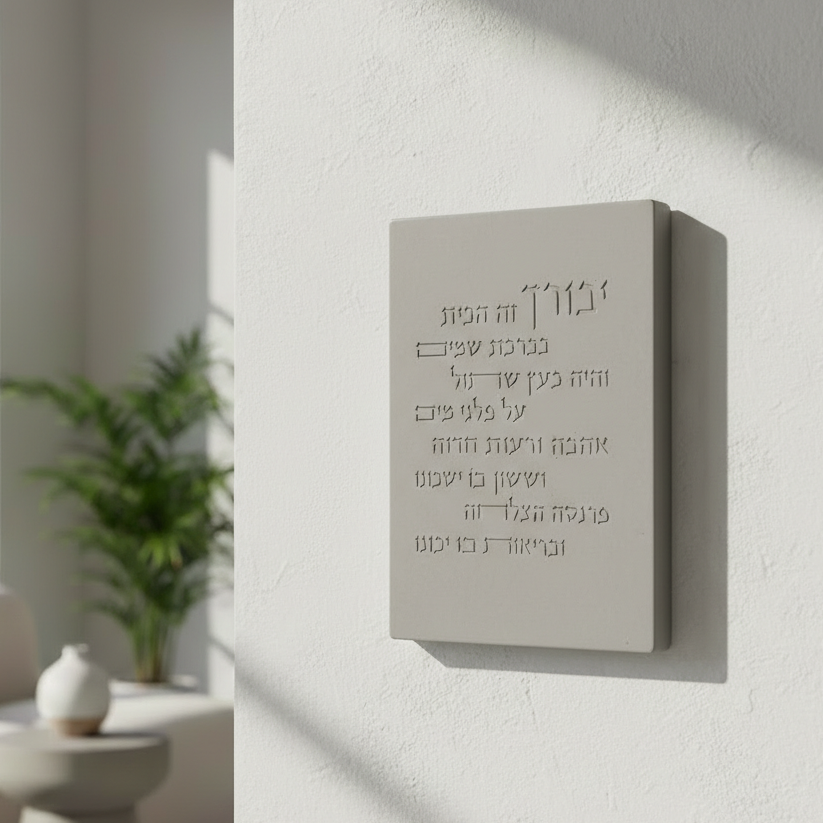 Modern Concrete Jewish Home Blessing in Hebrew – Core Series