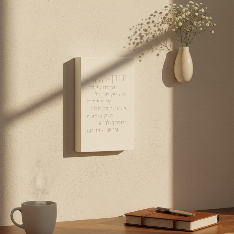 Modern Concrete Jewish Home Blessing in Hebrew – Core Series