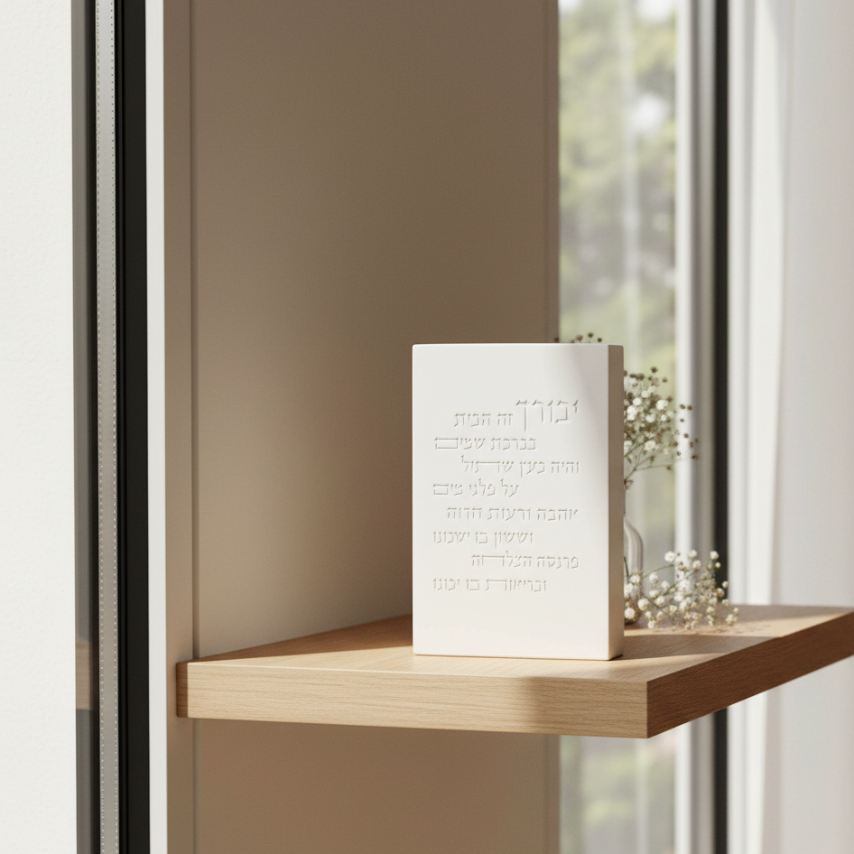 Modern Concrete Jewish Home Blessing in Hebrew – Core Series