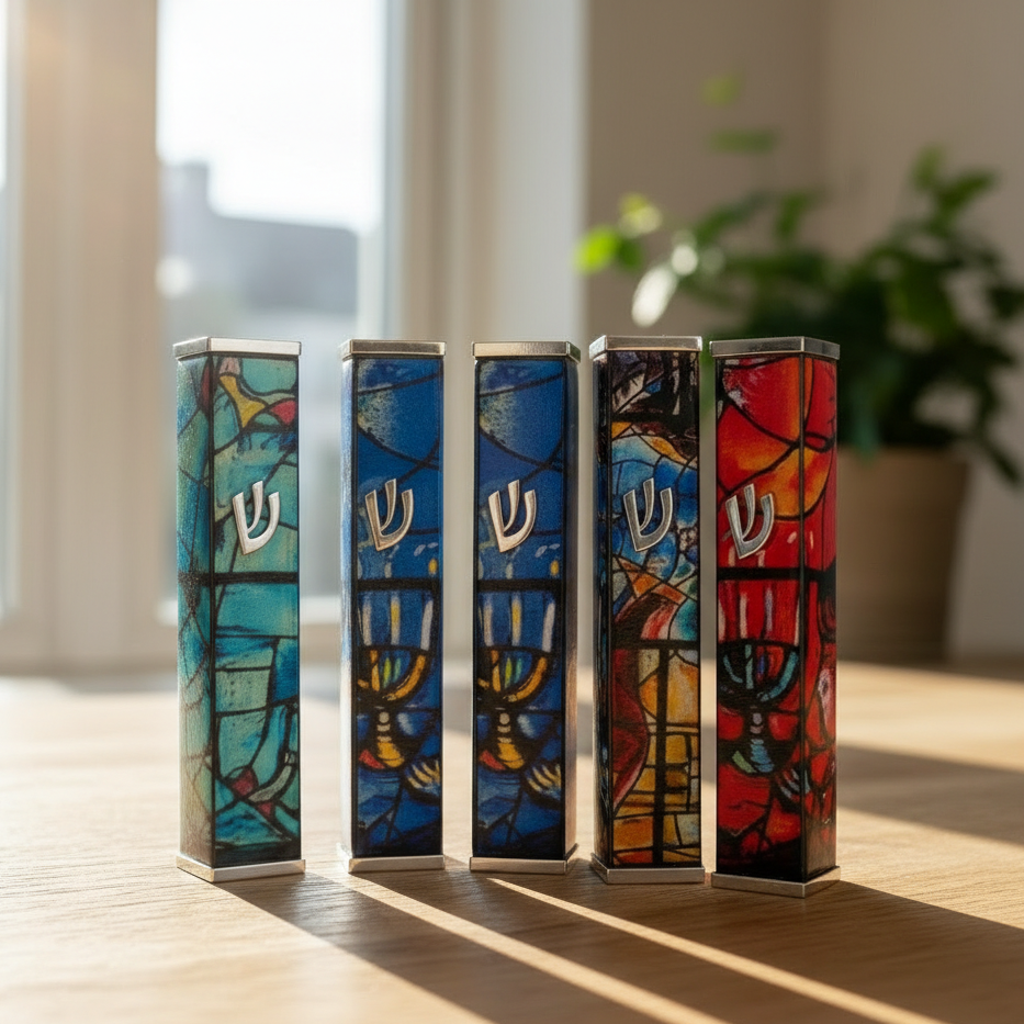 Elegant Mezuzah in Chagall Windows Design – Chagall Series