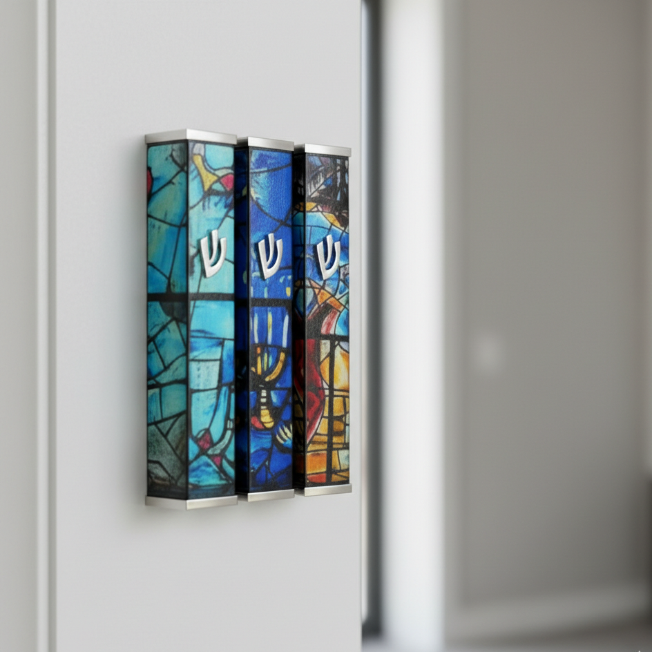 Elegant Mezuzah in Chagall Windows Design – Chagall Series