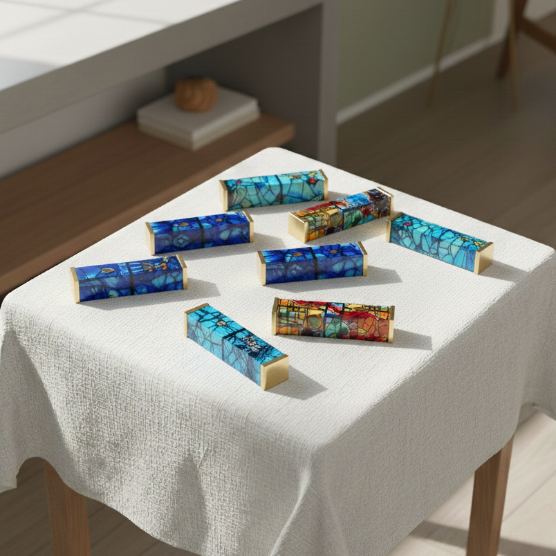 Modern Mezuzah with Colorful Chagall Design - Chagall Series