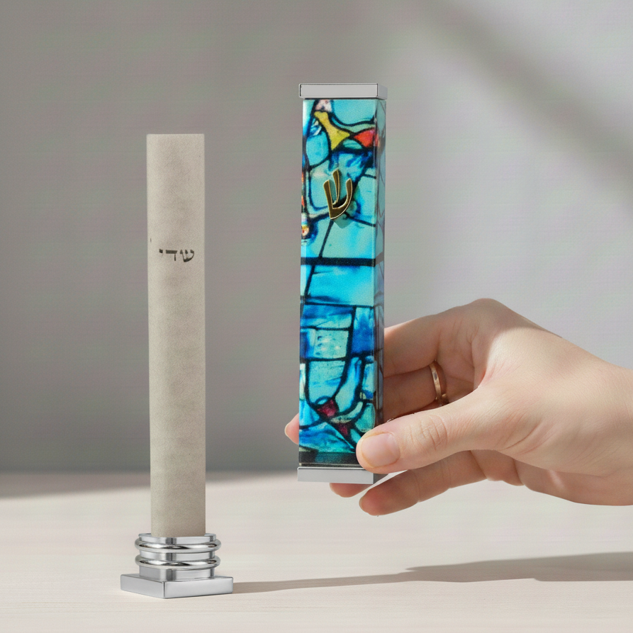 Elegant Mezuzah in Chagall Windows Design – Chagall Series