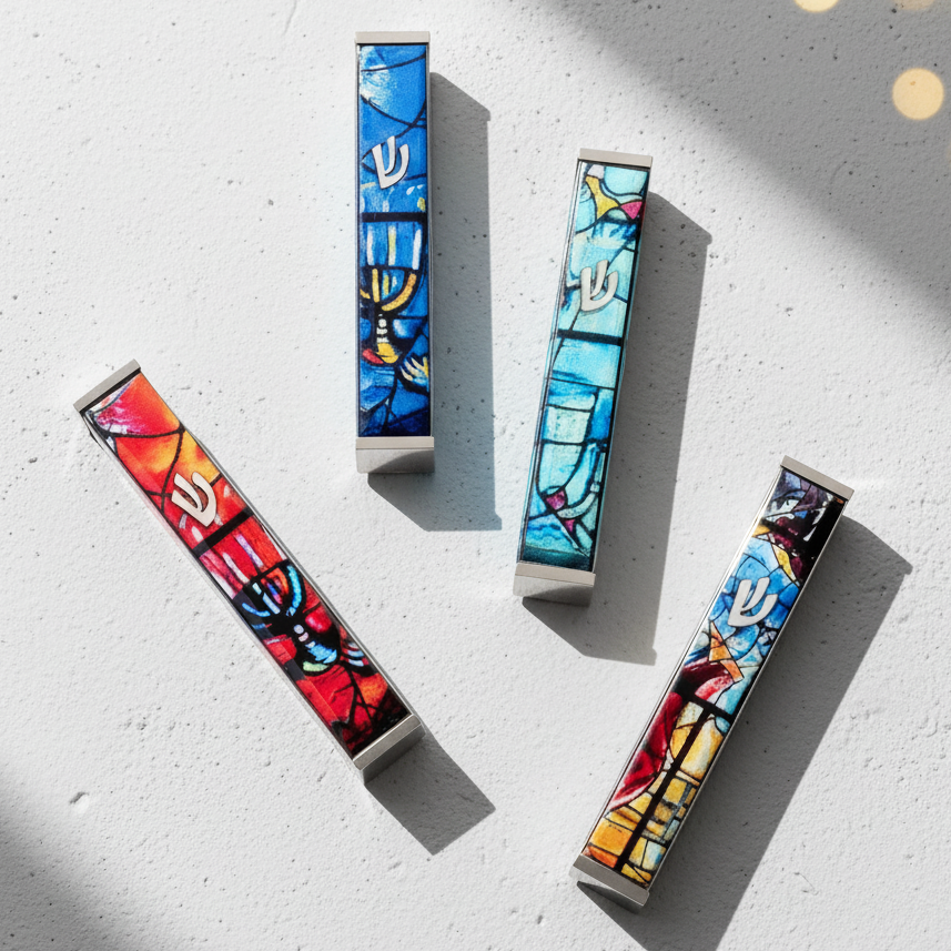 Elegant Mezuzah in Chagall Windows Design – Chagall Series