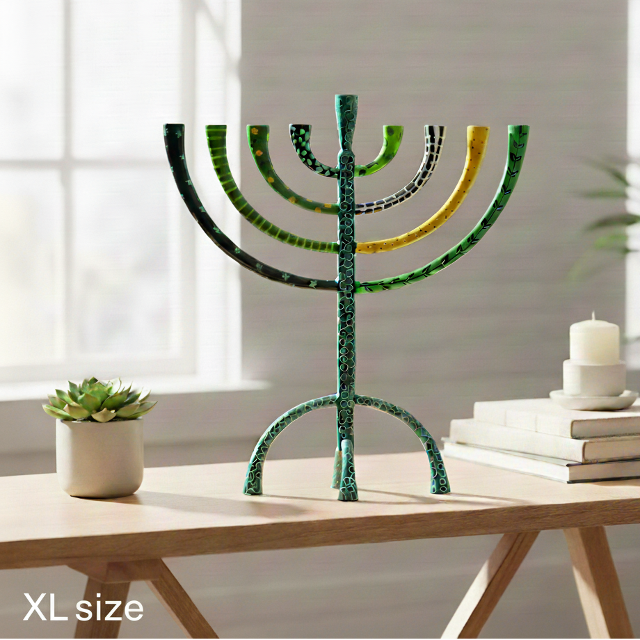 Artistic Hand-Crafted Enamel Menorah – The Classic Premium Series