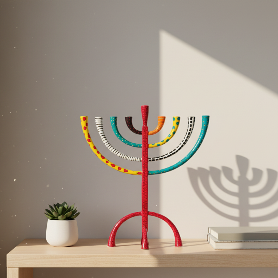 Artistic Hand-Crafted Enamel Menorah – The Classic Premium Series