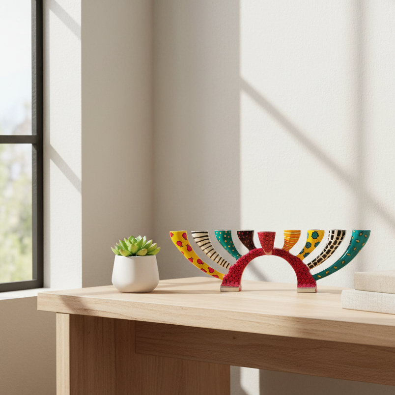 Elegant Enamel Menorah with Candle Holder Function – Twist Series