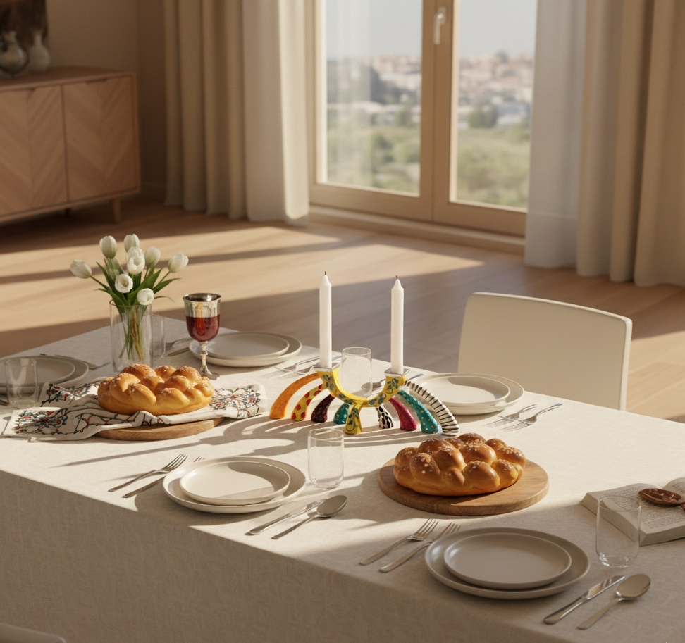 Elegant Enamel Menorah with Candle Holder Function – Twist Series