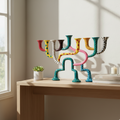 Hand-Painted Hanukkah Menorah with Modern Design – Loopa Series