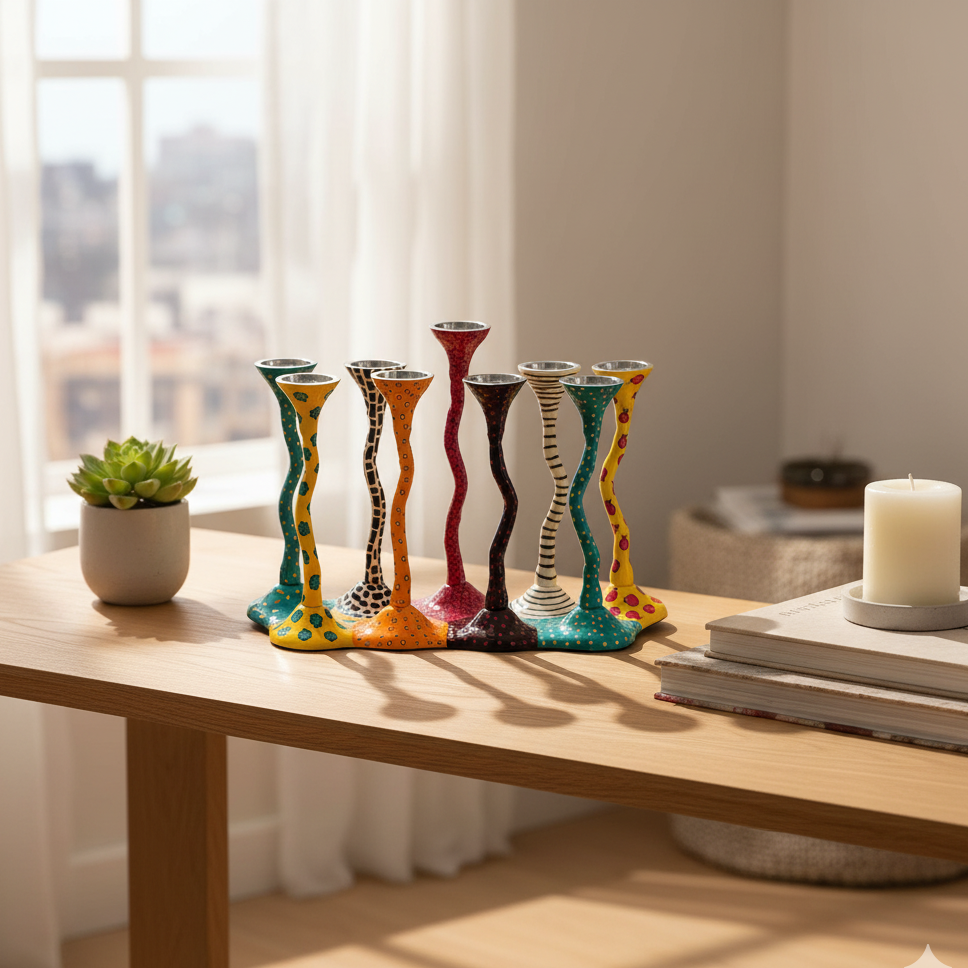 Hand-painted Elegant Curved Menorah Design – Curvix Series